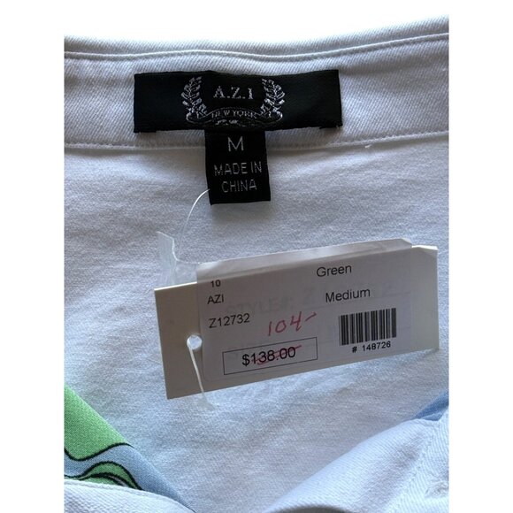 A.Z.I. Womens Top Long Sleeve Button Up Green Blue Floral Print Artsy Size M NEW - Picture 4 of 8